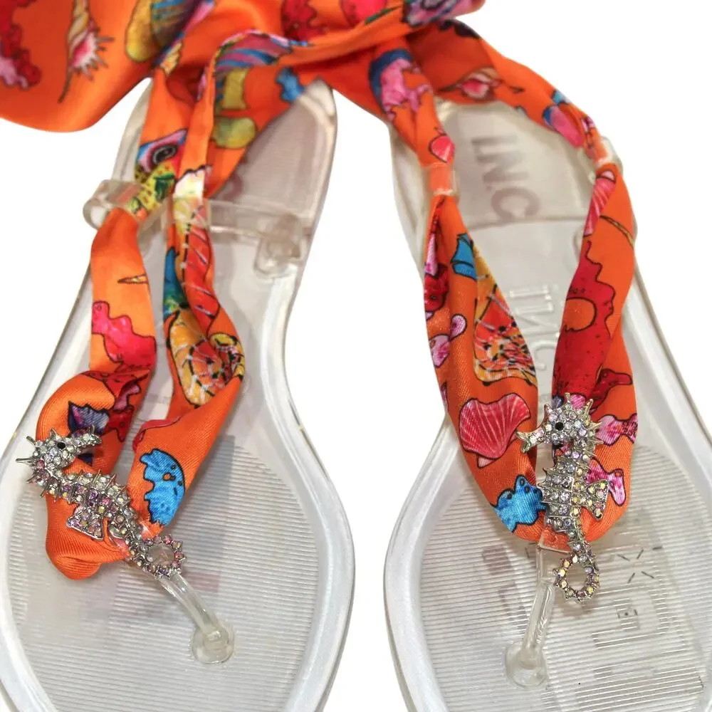 I.N.C. Orange Malana Scarf Flat Sandals Size 6 NWT